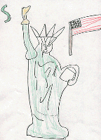The drawing is of the Statue of Liberty.