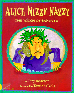 The book jacket shows the witch Alice Nizzy Nazzy.
