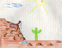 The drawing shows a rattlesnake crying a puddle of tears.