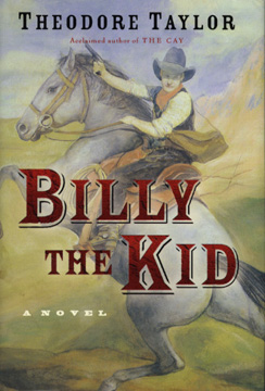 The book jacket shows Billy the Kid riding his horse and brandishing a pistol.