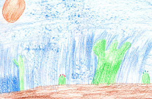 This is a picture of a cactus and a desert scene.