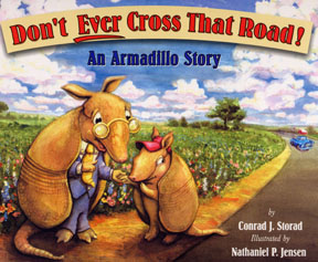 The book jacket shows the teacher armadillo giving advice to a student armadillo.