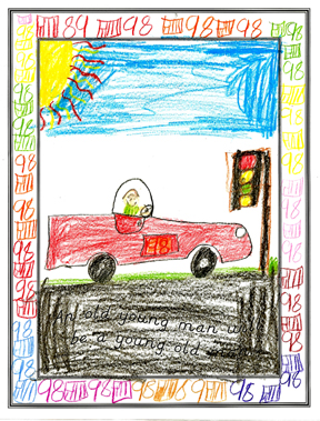 M. C.'s drawing of a racecar.