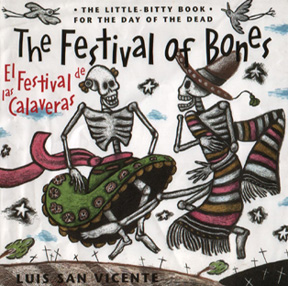 The book jacket shows two skeletons dancing for the celebration.