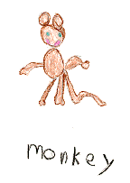 This drawing shows a monkey with it's long tail