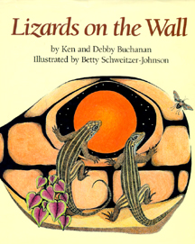 The book jacket shows 2 lizards crawling on a rock wall at night.