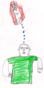 This image shows the student imagining a clown without one leg.