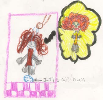 The image shows a student imagining the character "It" from a movie