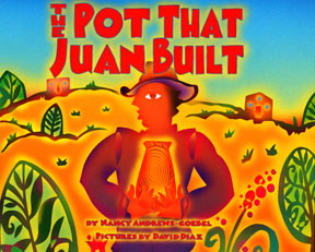 The book shows Juan holding a pot in the desert landscape. 