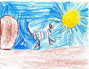 Mary drew the Coyote and the sun.