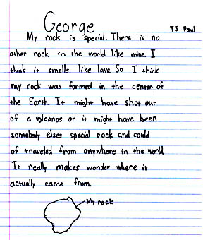 This is T.J.'s story about his rock named "George."