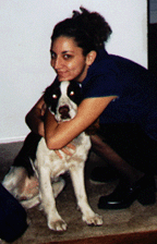 This is a photograph of Jen and her dog Jeter.