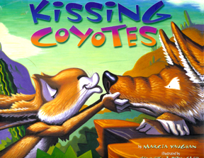 The book jacket shows the brave Jack Rabbit kissing He-Coyote.