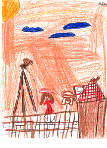 The drawing shows Little Red Cowboy Hat on the ranch.