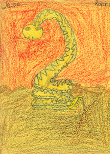 This drawing shows Jesse the snake is ready to attack.