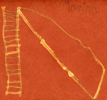 The drawing shows a tall slide with a tall ladder.