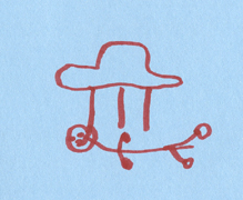drawing of prospector lying under sombrero